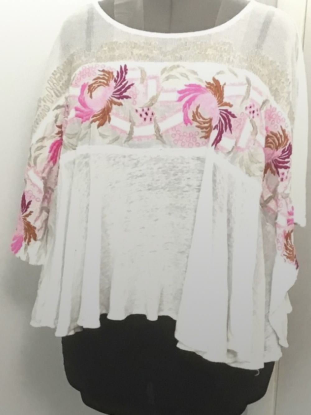 Free People Oversized Batwing Embroidered Top - Picture 6 of 8